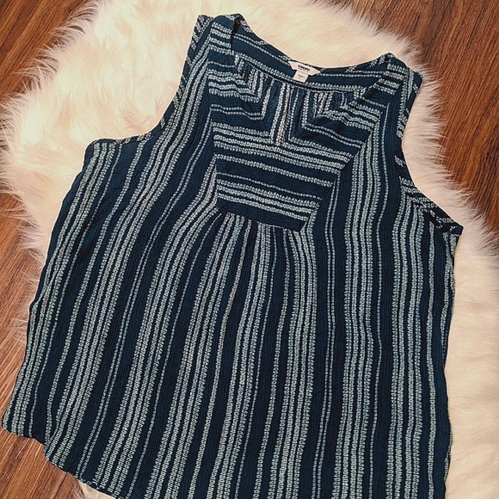 Blue & White Striped Sonoma V-neck Tank / Size Lrg